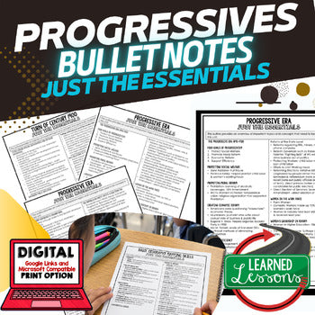 Progressives Outline Notes, Progressives Bullet Notes, Unit Review - preview 1