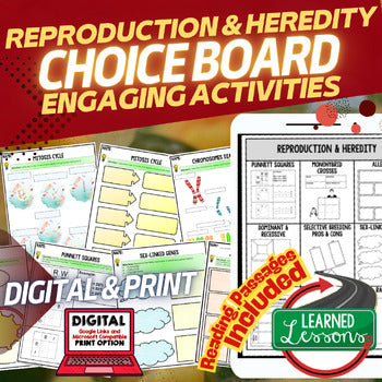 Reproduction Heredity Activities Choice Board Life Science Choice Board - preview 1