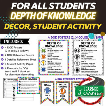 Depth of Knowledge (DOK) Posters | Word Wall | Quick Reference Guide - preview 1