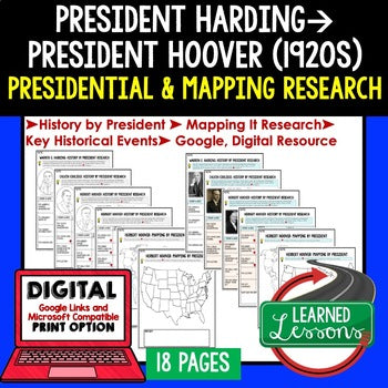 President Harding, Coolidge, Hoover Research & Mapping Print and Digital Google - preview 1
