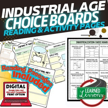 Industrialization Activities, Choice Board, Print & Digital Google - preview 1