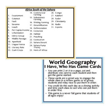 Africa Game Cards, Sub Saharan Africa Geography Test Prep, Digital - preview 3