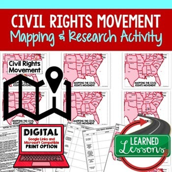 Civil Rights Movement Map Activity & Research Mapping the Civil Rights Movement - preview 1