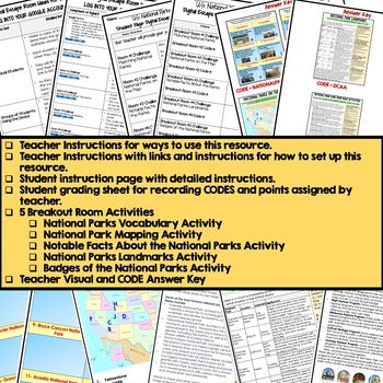 National Parks Digital Escape Room, Breakout Room, Activity Pages No Prep - preview 3