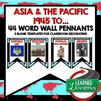 Asia and Pacific After WWII Word Wall Pennants World History Word Wall - preview 1