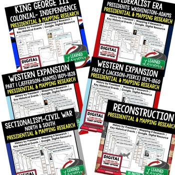 U.S. Presidents Mapping & Research Bundle | American History Print & Digital - preview 2