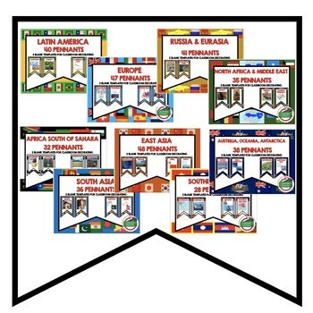 World Geography Word Wall | 519 Geography Vocabulary Pennants | Print & Digital - preview 2
