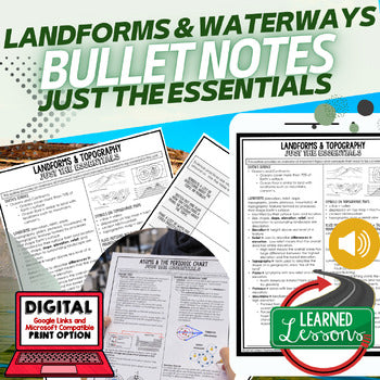 Landforms Outline Notes, Landforms Bullet Notes, NGSS, Google App - preview 1