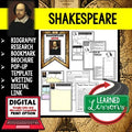 Shakespeare Biography Research, Bookmark Brochure, Pop-Up Writing Google - preview 1
