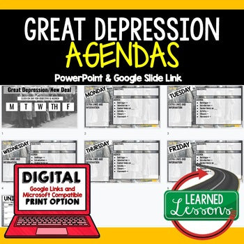 Great Depression New Deal Agenda PowerPoint & Google Slides Agenda - preview 1