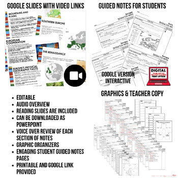 Europe Guided Notes | World Geography PowerPoint | Google Slides - preview 2