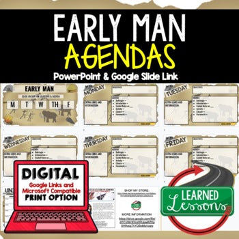 Early Man Agenda PowerPoint & Google Slides | World History Daily Agenda - preview 1