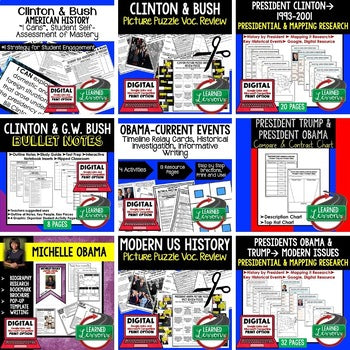 Modern U.S. Presidents Bundle | Clinton, Obama & Trump U.S. History Activities - preview 3