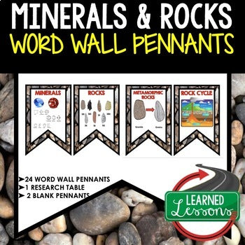 Minerals Word Wall Pennants  Earth Science Word Wall Rock Cycle Word Wall - preview 1