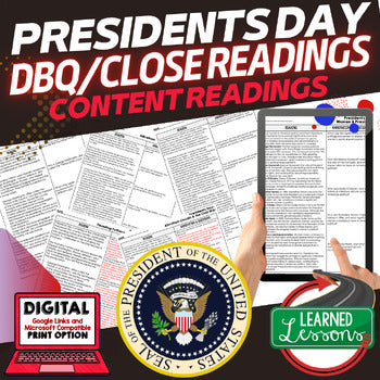 Presidents Day Reading Activity Google DBQ Close Reading - preview 1
