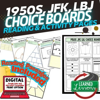 1950's JFK New Frontier & LBJ Great Society Activities Choice Boards - preview 1