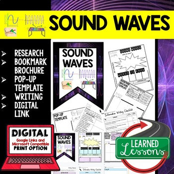 Sound Waves Activity Unit Review Research, Bookmark Brochure, Writing & Google - preview 1