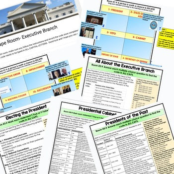 Executive Branch Digital Escape Room, Breakout Room, Activity Pages No Prep - preview 2