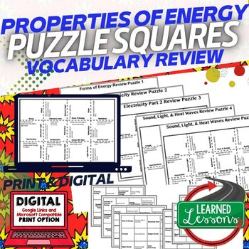 Properties of Energy Vocabulary Activity Puzzle Physical Science Curriculum - preview 1