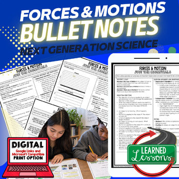 Forces & Motion Outline Notes, Forces Bullet Notes, Physical Science Notes - preview 1