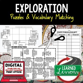 Explorers Vocabulary Activity Puzzle | Test Prep| Print and Google - preview 1