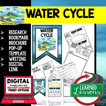 Water Cycle Activity Research, Bookmark Brochure, Pop-Up Writing & Google Link - preview 1
