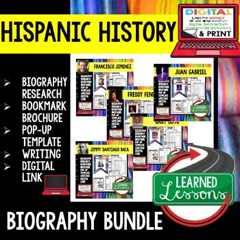 Hispanic Heritage Month Biography Research Bundle | Bookmark, Brochure & Pop-Up - preview 1