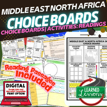 Middle East & North Africa (MENA) Activities, Choice Board, Print & Google - preview 1