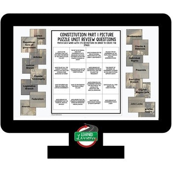 THE CONSTITUTION Activity Picture Puzzle US History Activity Vocabulary Review - preview 3