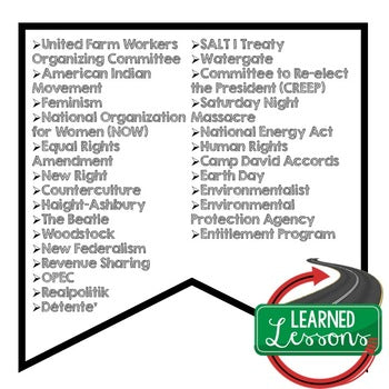 Era of Social Change Ford, Nixon, Carter Word Wall US History Word Wall - preview 2