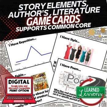 ELA Story Elements Game Cards, English Curriculum Activity - preview 1