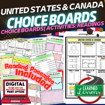 United States Activities Canada Activities, Choice Board, Distance Learning - preview 1