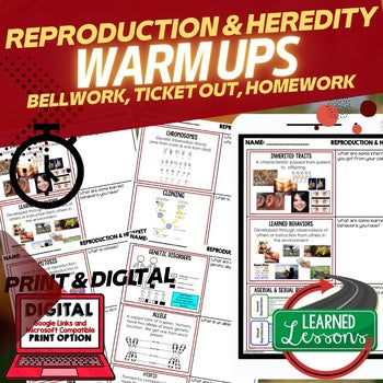 Genetics, Heredity & Reproduction Bell Ringers | NGSS Life Science Warm Ups - preview 1