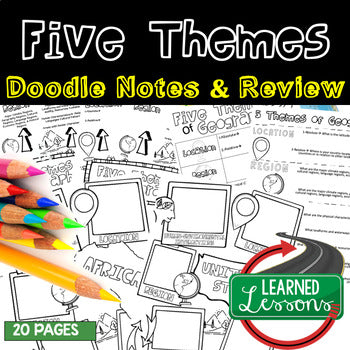 Five Themes of Geography Doodle Notes, Doodle Pages, Geography Activity - preview 1