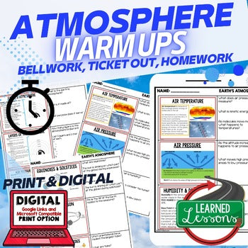 Atmosphere Warm Ups & Bell Ringers, NGSS Science Warm Ups - preview 1