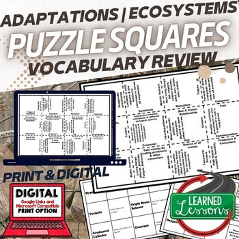 Adaptations Vocabulary Activity BUNDLE, Life Science Curriculum Puzzles - preview 1