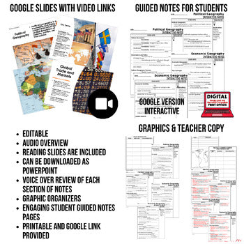 Political & Economic Geography Guided Notes PowerPoints, Video Flipped Classroom - preview 2