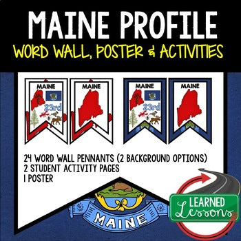 Maine History Word Wall, State Profile, Maine Activities US History Posters - preview 1