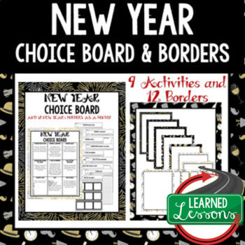 New Year Activities, Choice Board with Borders, NEW YEAR REFLECTIONS - preview 1