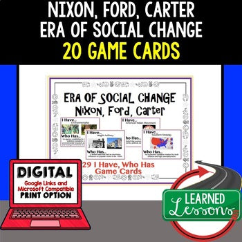 1960s–1970s U.S. History Game Cards | Nixon Ford Carter | Print & Digital - preview 1