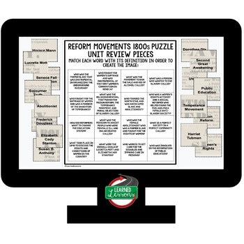 REFORM MOVEMENTS 1800S Activity Picture Puzzle Unit Review, Study Guide - preview 3