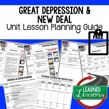 Great Depression, New Deal Lesson Plan Guide, US History BACK TO SCHOOL - preview 1