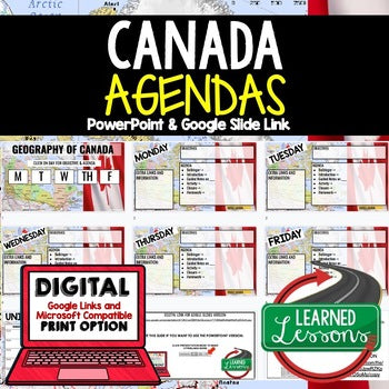 Canada Geography Agenda PowerPoint & Google Slides World Geography Agenda - preview 1