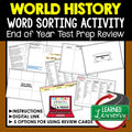 World History End of Year Review Activity World History Word Sort Back To School - preview 1