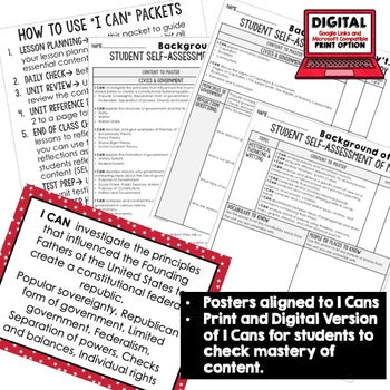 Government I Can Statements | Civics Learning Targets | Mastery Posters - preview 2