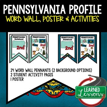 Pennsylvania History Word Wall, State Profile, Pennsylvania Activities Posters - preview 1