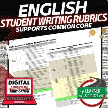 ELA PARCC RUBRIC FOR STUDENTS, English Curriculum Activity - preview 1