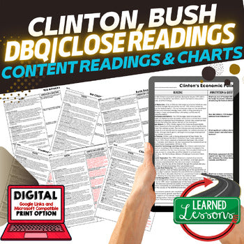 Presidents Clinton & Bush DBQ Close Reading Textbook Replacement Google Print - preview 1