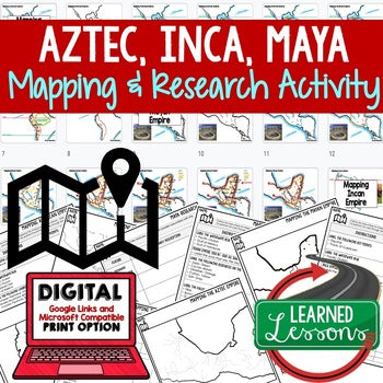 Maya, Inca, Aztec Mapping Activity, Mapping American Empires PRINT & DIGITAL - preview 1