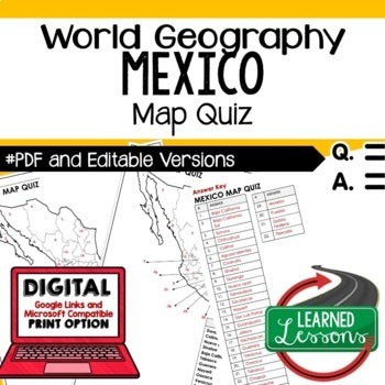 Mexico Map Quizzes Geography Assessment, GOOGLE FORM - preview 1